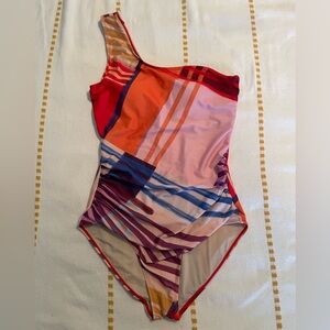 Colorful One-Shoulder Swimsuit